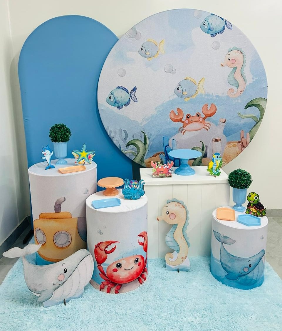 Kit Luxo Fundo Do Mar Aquarela  - A FESTA E DECORAÇÃO