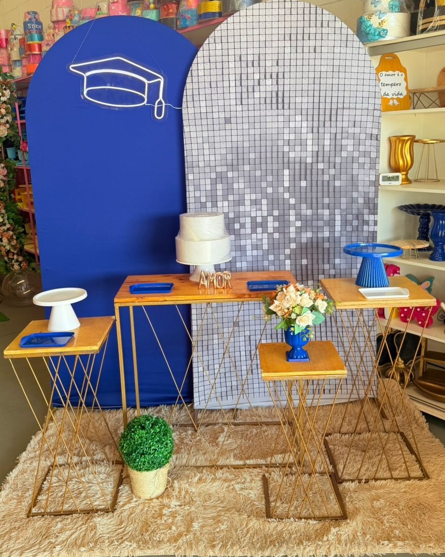 Romano Azul Escuro  E Prata  +Trançada + Led Formatura   - suh pegue monte 