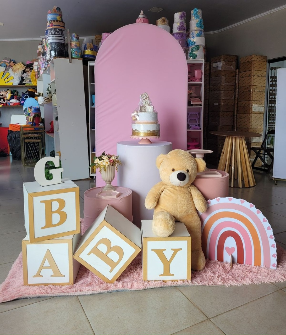 Romano Rosa Bebe ( Cha de Bebe)  Arco Iris Boho - suh pegue monte 