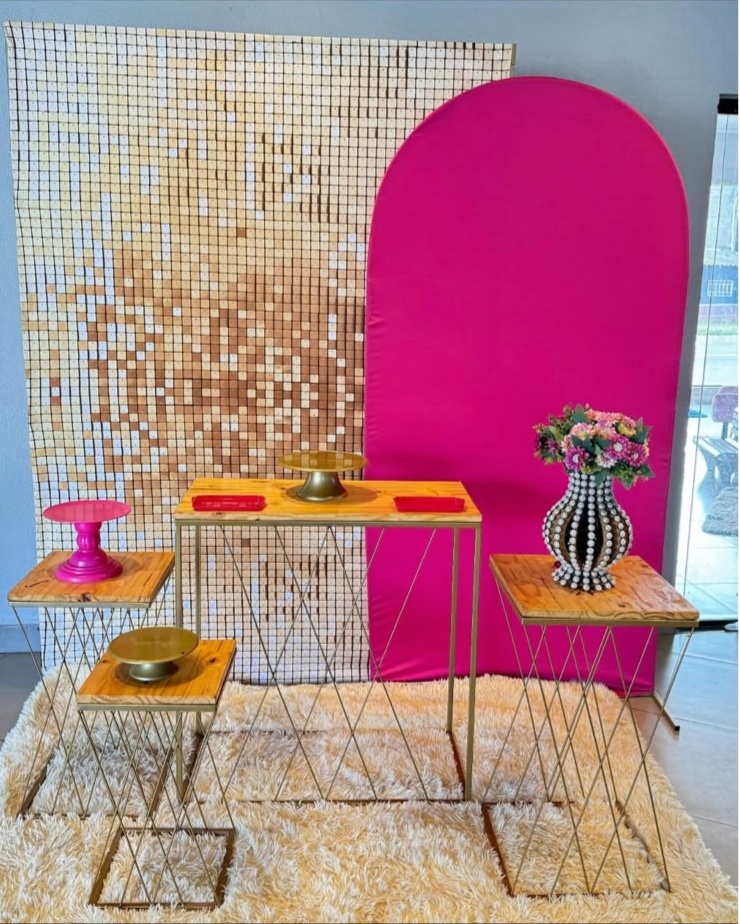 Retangular Dourado + Romano Pink Com Trançadas - suh pegue monte 