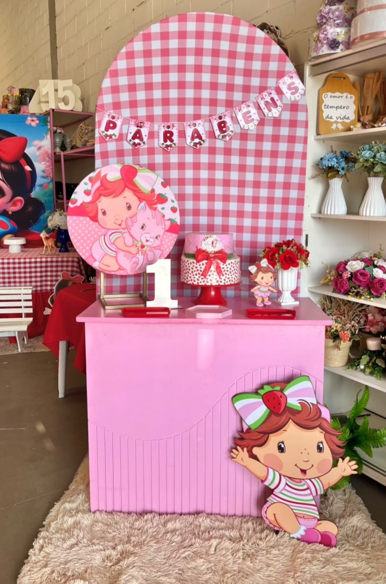 Romano Rosa Xadrez+ Festa Na Mesa Moranguinho Baby Com Bomber - suh pegue monte 