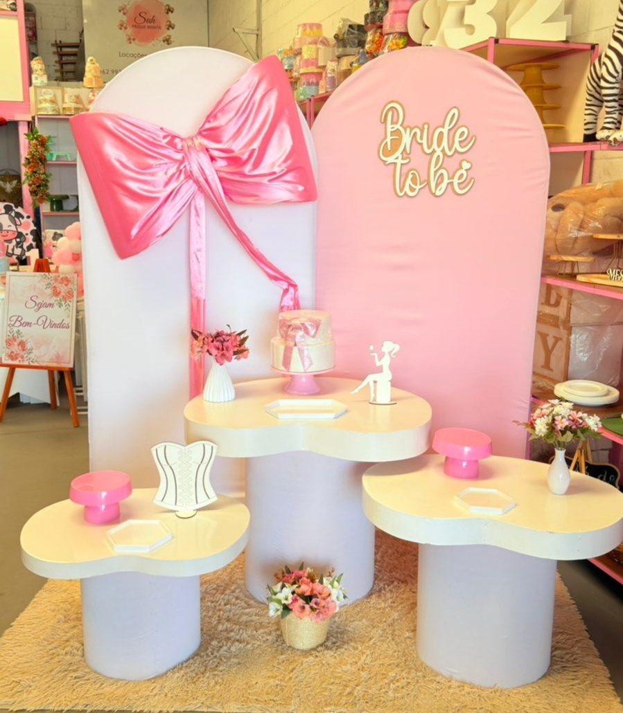 Romano Branco + Rosa E Organicos + Laço G Rosa (Cha de Langerie) Com Display - suh pegue monte 