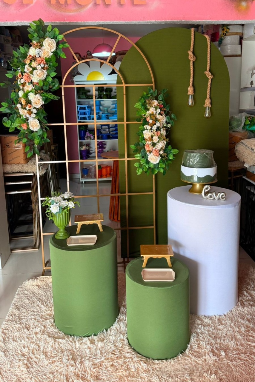 Painel Janela + Romano Verde Musgo + Corda de Luz - suh pegue monte 