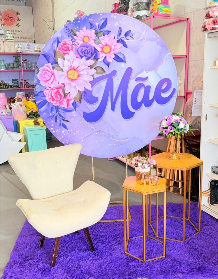 Feliz Dia das Mães 4 Flores Lilas (Sem Lampada)  - suh pegue monte 