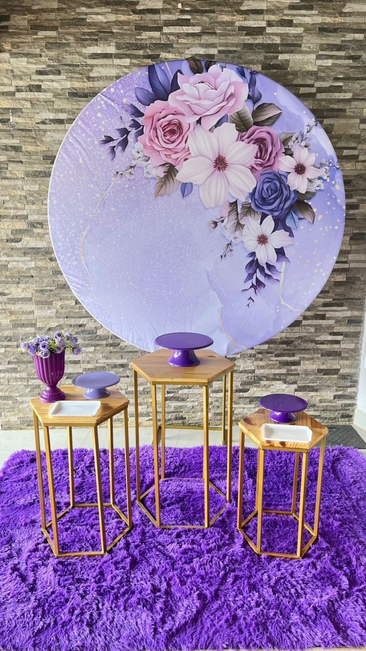 Flores Lilas + Mesa Sextavadas - suh pegue monte 