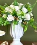 Vaso Ceramica Branco + Arranjo Branco 02 - suh pegue monte 