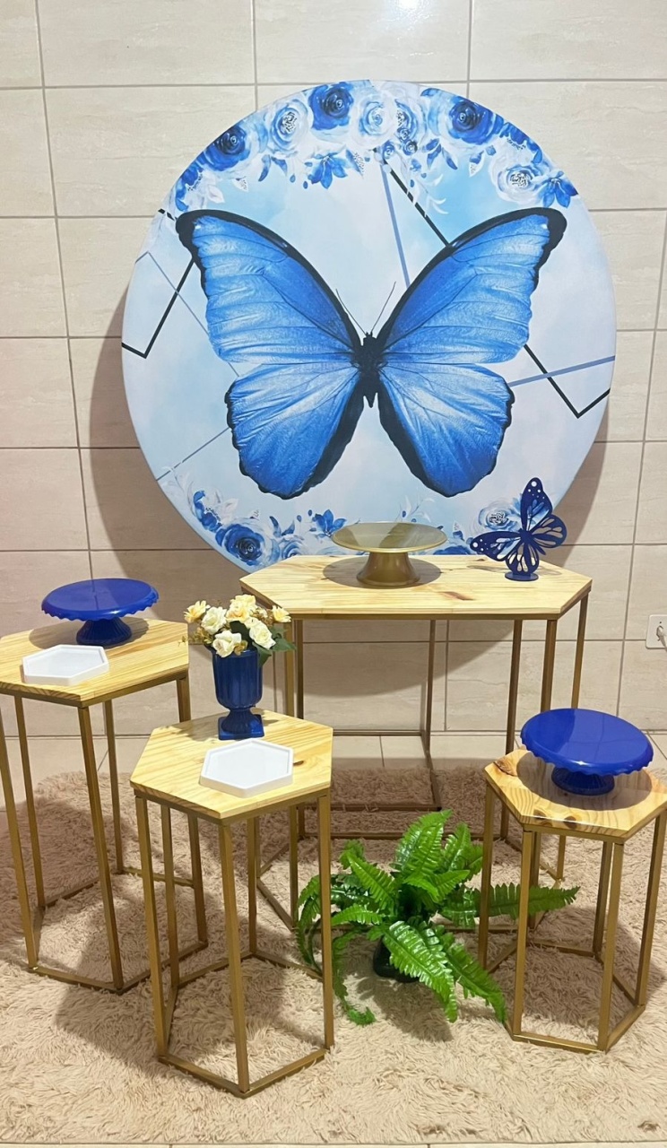 Borboleta Azul + Kit Sextavadas  - suh pegue monte 