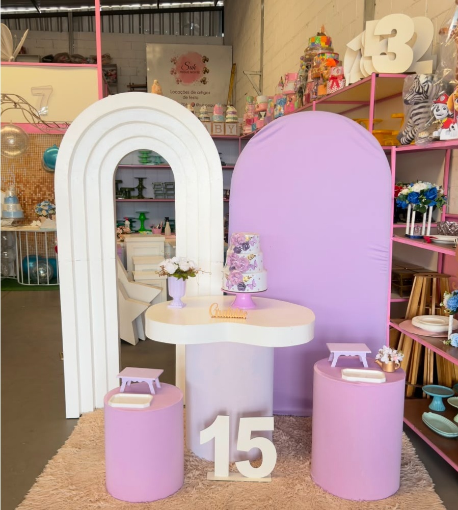 Painel Portal 3D + Romano Lilas + Cilindros Organico - suh pegue monte 