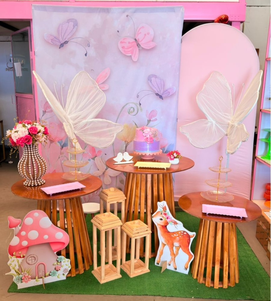 Retangular Jardim + Romano Rosa + Trio Rustica 6 + Asas Led - suh pegue monte 