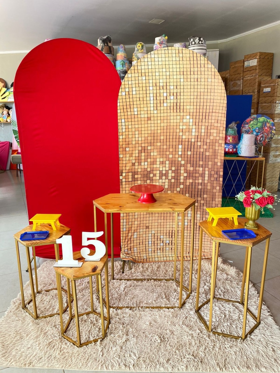 Romano Vermelho E Dourado + Kit Sextavadas  - suh pegue monte 