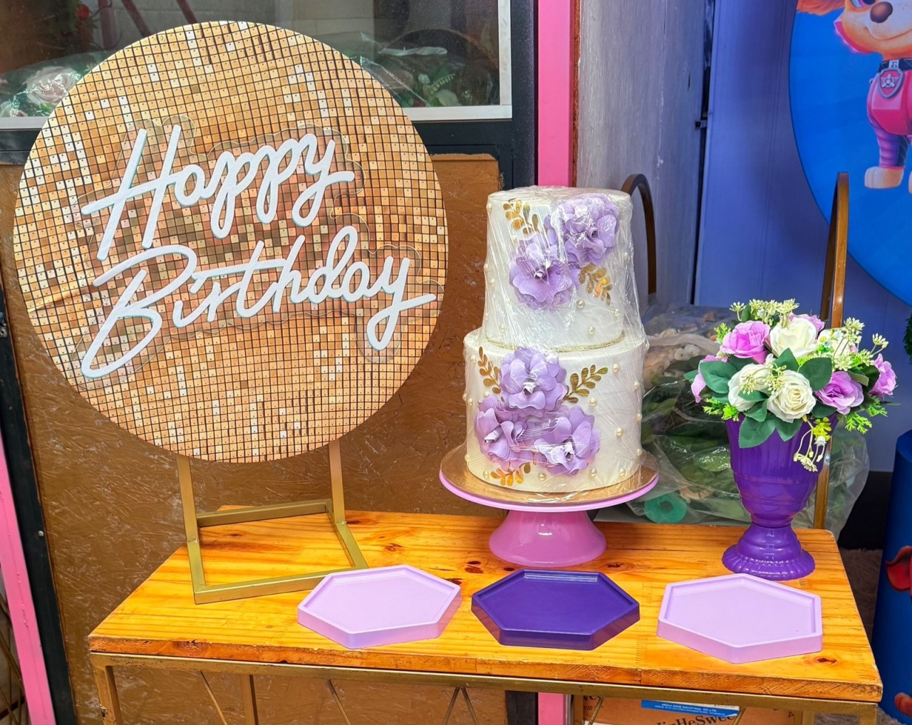 Festa Na Mesa Happy Dourado+ Roxo - suh pegue monte 