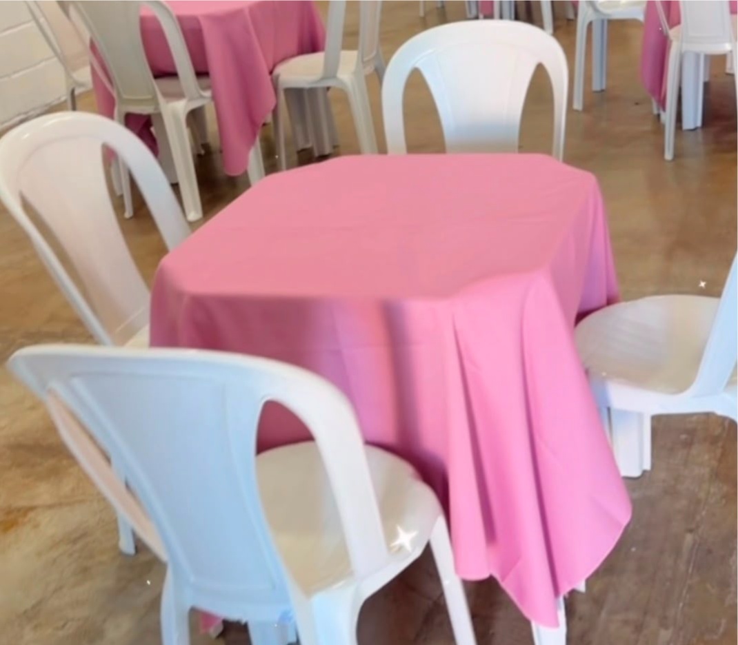 Forro de Mesa 4 Lugares Rose (Mesa Posta) Tradicional - suh pegue monte 