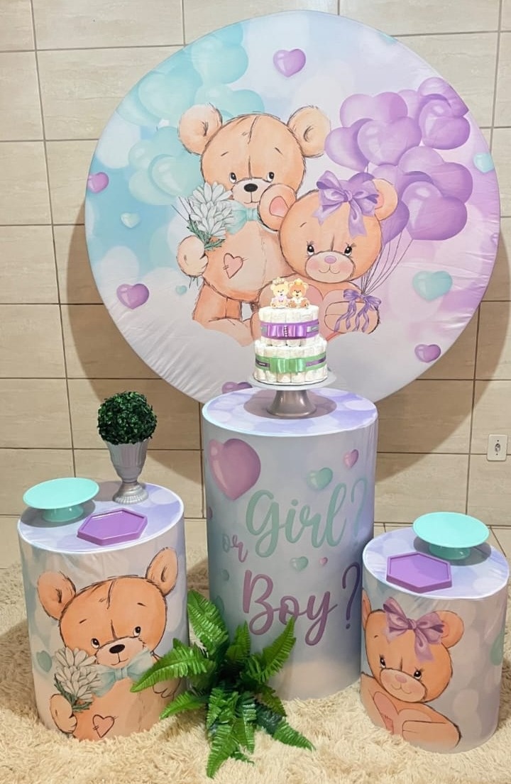 Chá Revelação Urso Lilás E Verde 2 - suh pegue monte 
