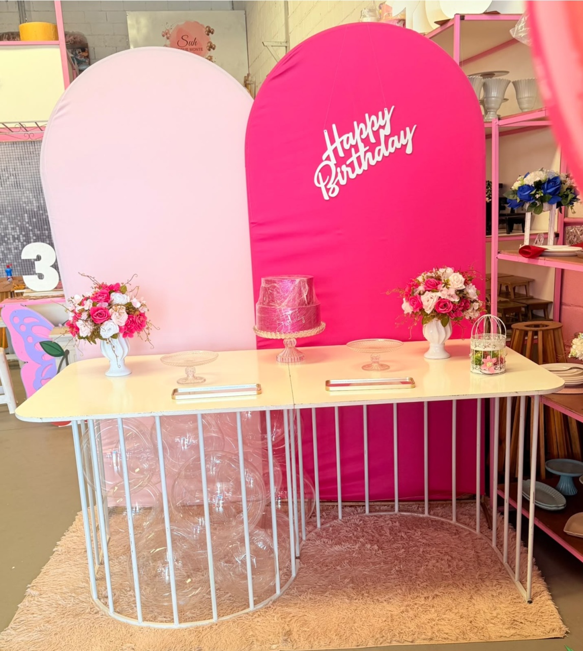 Romano Rosa Pink + Rosa Bebe Com Mesa G Branca + Happy Mdf - suh pegue monte 