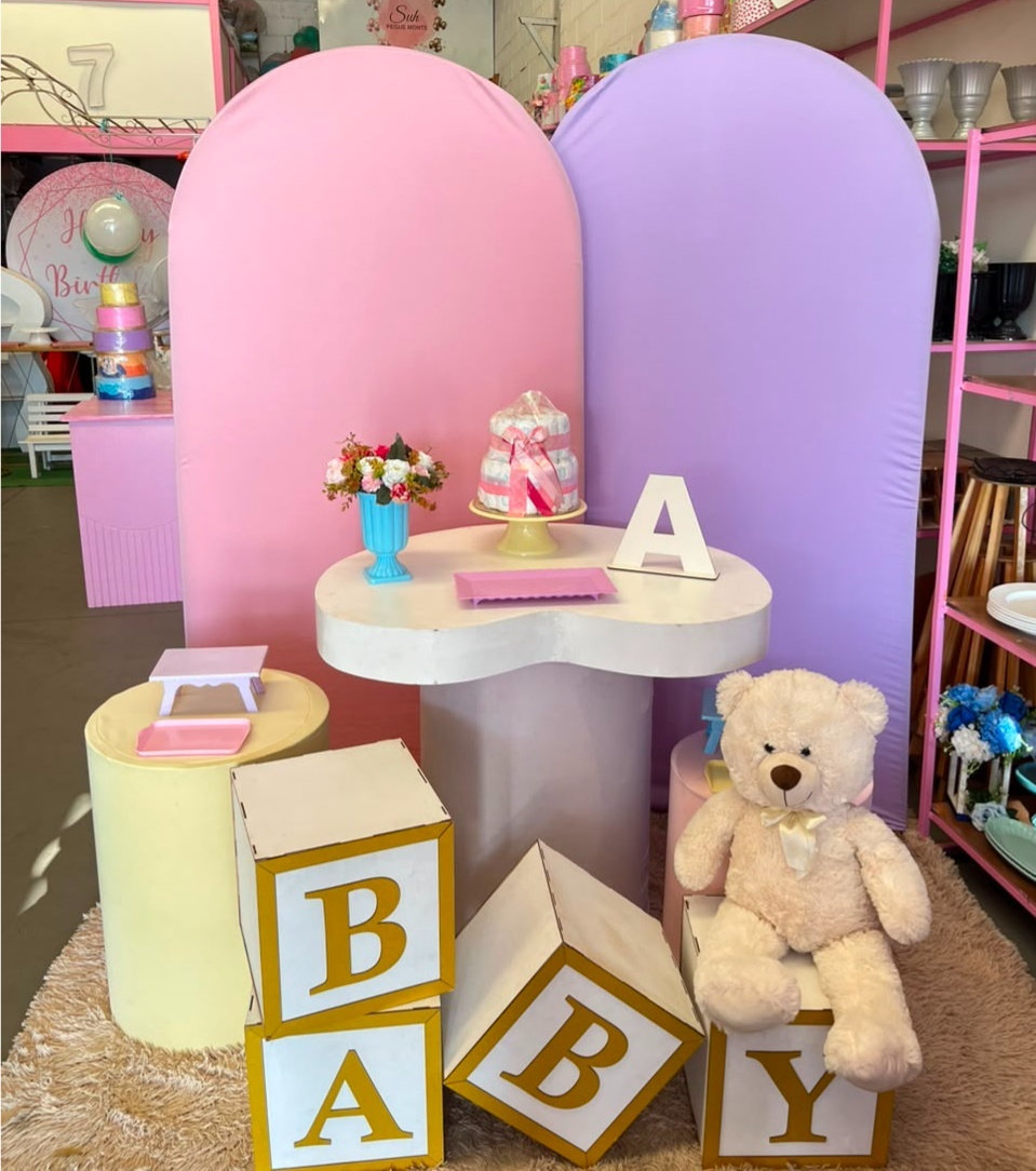 Romano Rosa + Lilas + Cubos Baby + Tampo Organico (Cha de Bebe) (Tons Pasteis) - suh pegue monte 
