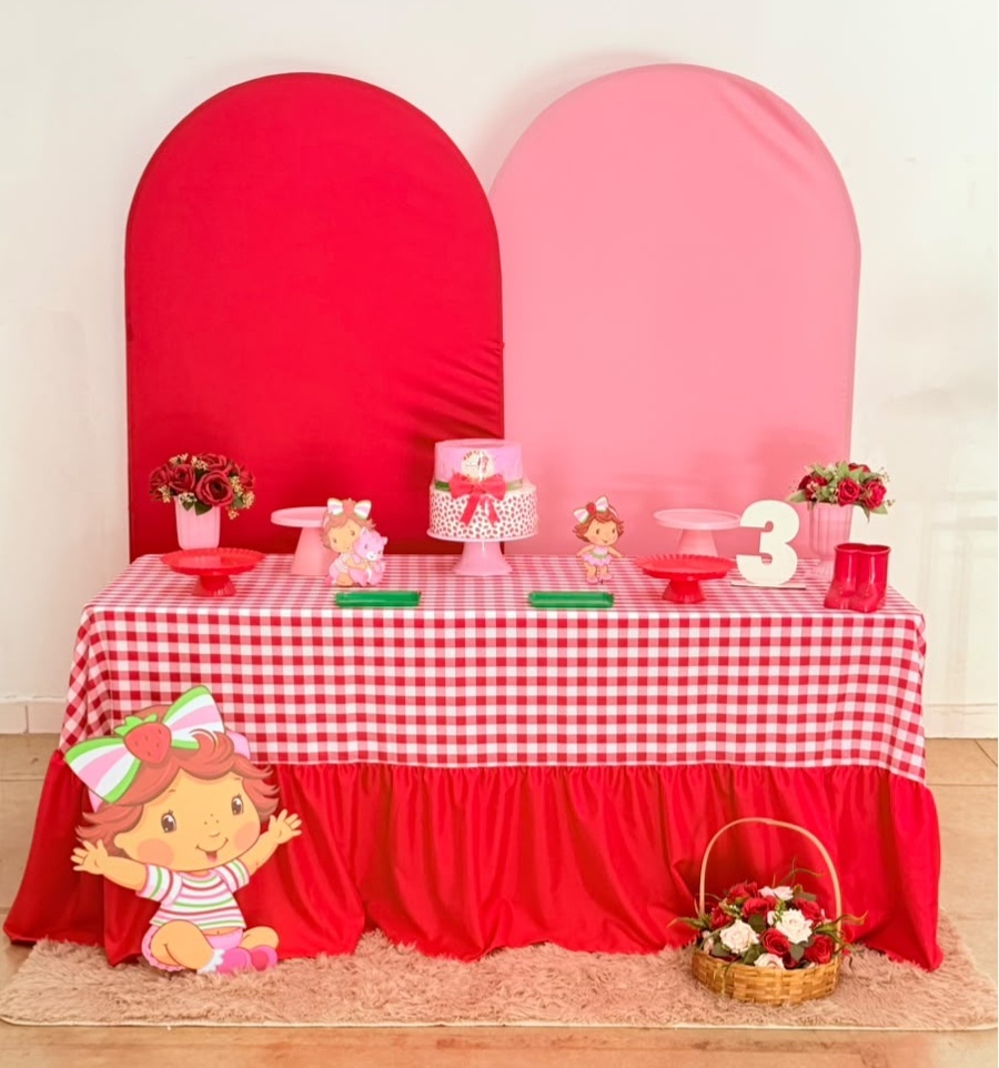 Romano Vermelho + Rosa + Mesa Maleta Com Forraçao (Moranguinho Baby) - suh pegue monte 
