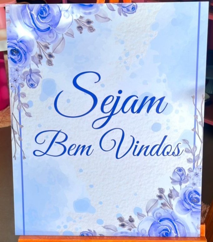 Placa Sejam Bem Vindo  4 Azul (Sem Cavalete) - suh pegue monte 
