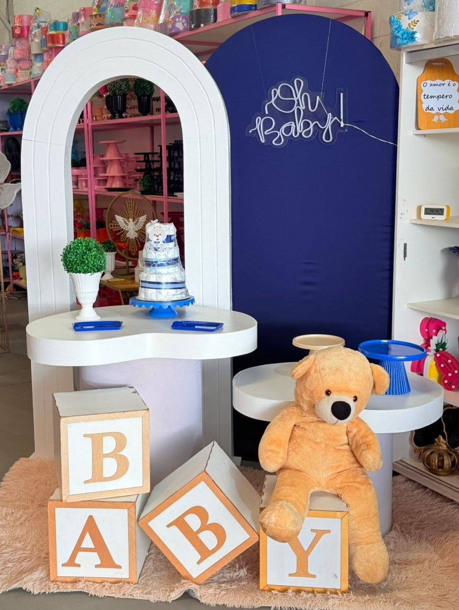 Romano Azul Marinho+ Romano Portal+ Cubos E Urso+ Led - suh pegue monte 