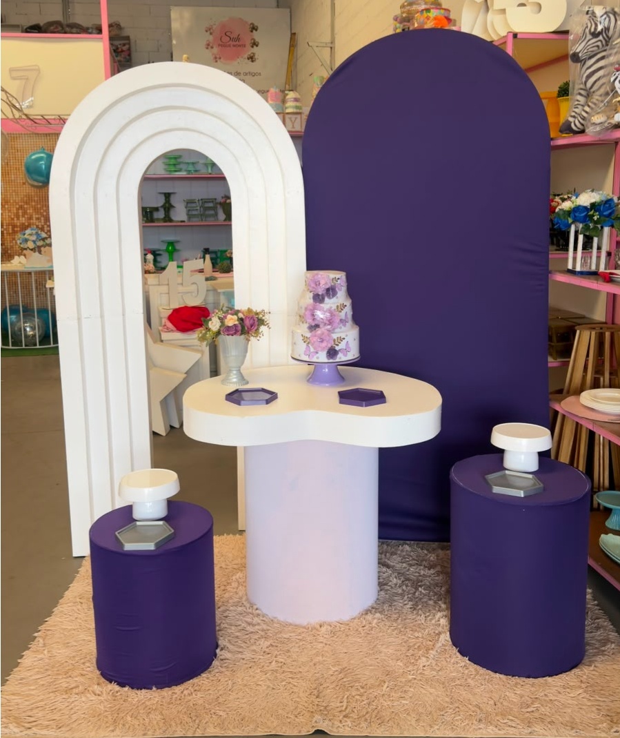 Painel Portal 3D + Romano Roxo Trio Cilindros Organico - suh pegue monte 