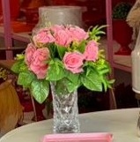 Vaso de Vidro   + Arranjo de Mesa Rosa - suh pegue monte 