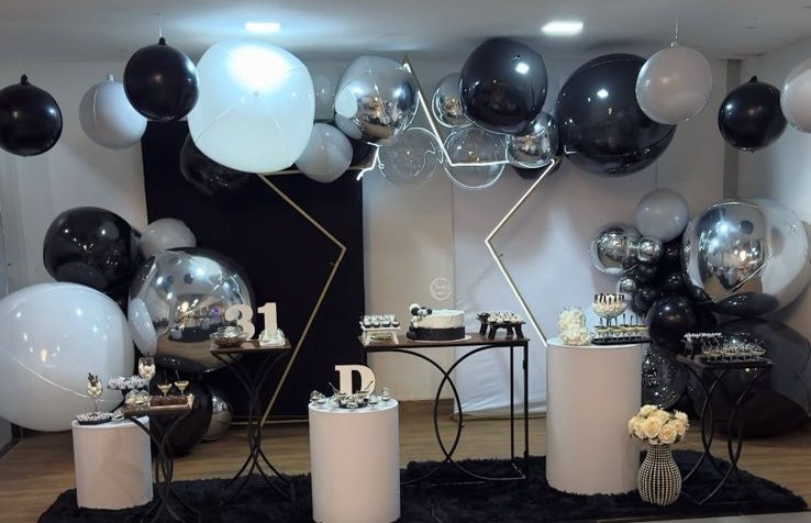 Retangular Preto E Branco + Painel Estrela (Decoração) - suh pegue monte 