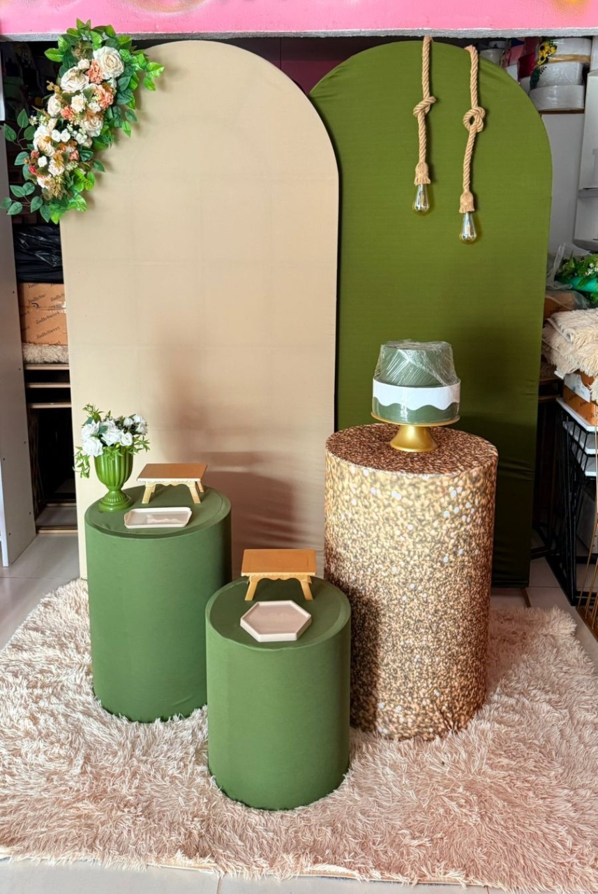 Romano Verde Musgo E Nude + Arranjo + Corda de Luz  - suh pegue monte 