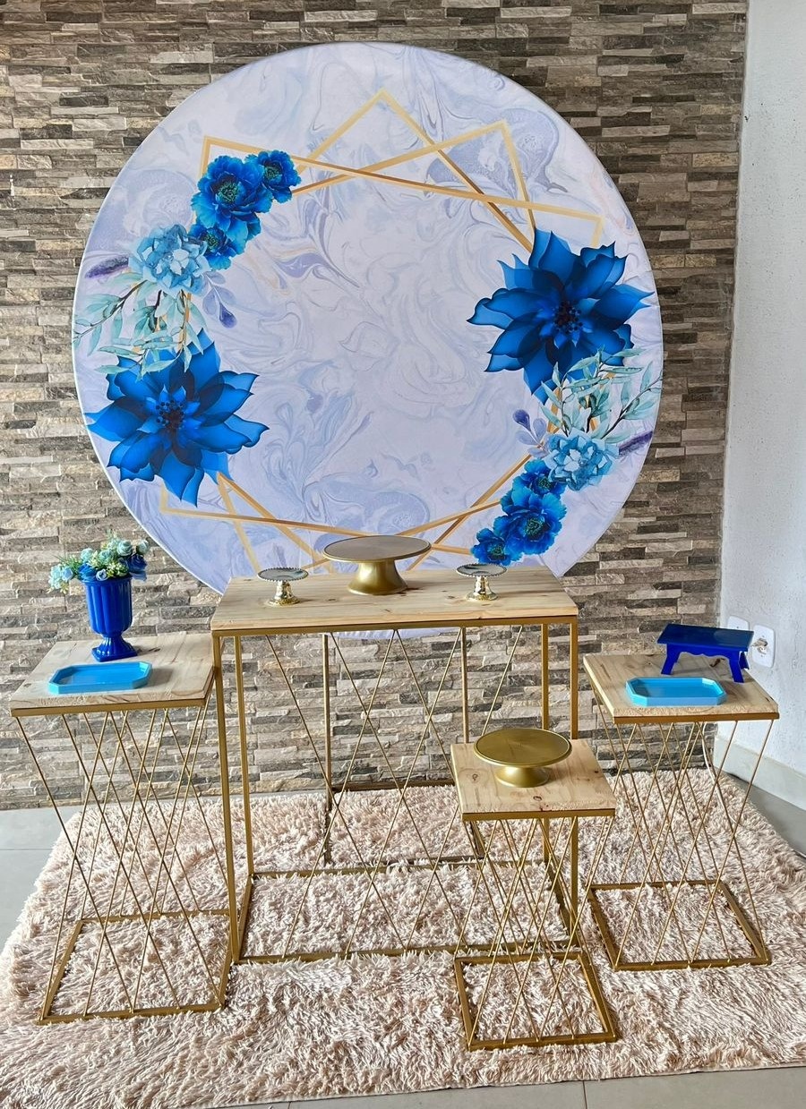 Flores Azul +Kit  Mesas Trançadas   - suh pegue monte 