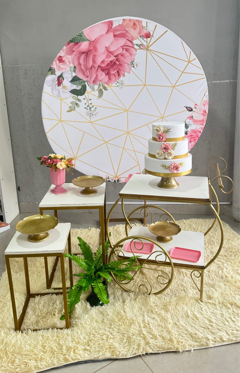 Flores Escuras  - 1,30Cm + Mesa Dourada + Carrinho 1 - suh pegue monte 