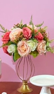 Vaso Aramado+ Arranjo Rose E Branco  - suh pegue monte 