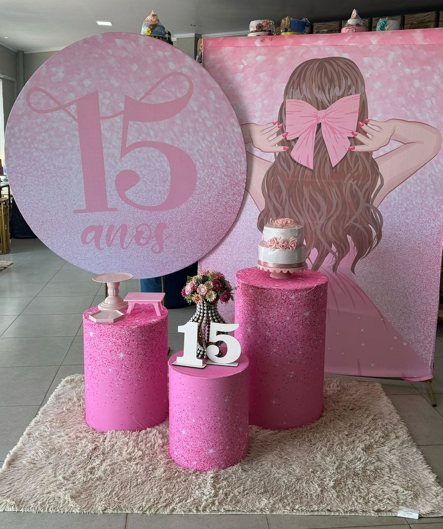 15 Anos Rosa + Retangular Debutante  - suh pegue monte 