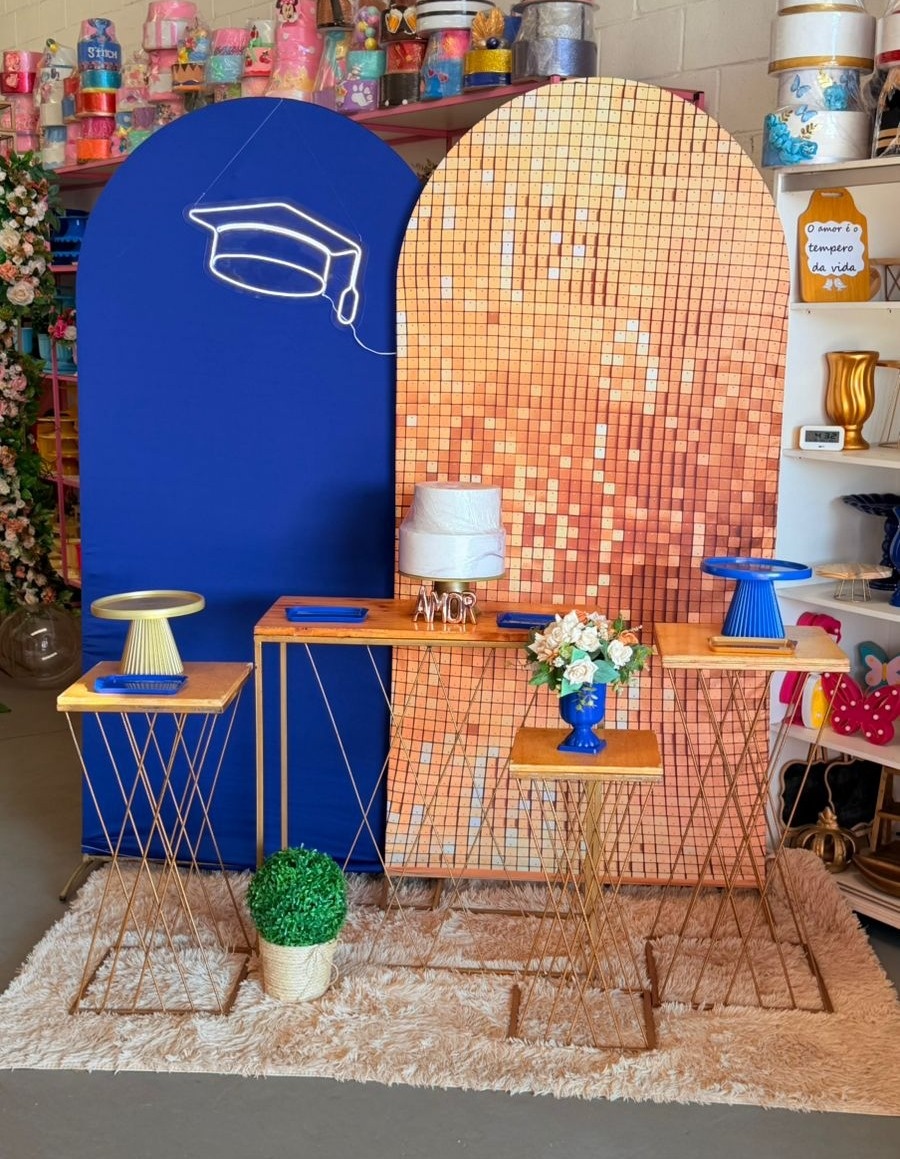 Romano Azul Escuro  E Dourado  +Trançada + Led Formatura   - suh pegue monte 