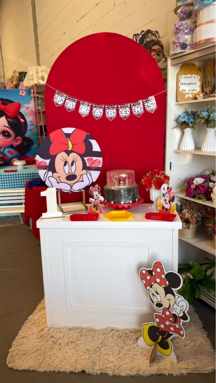 Romano Vermelho + Festa Na Mesa Minnie Com Bomber - suh pegue monte 