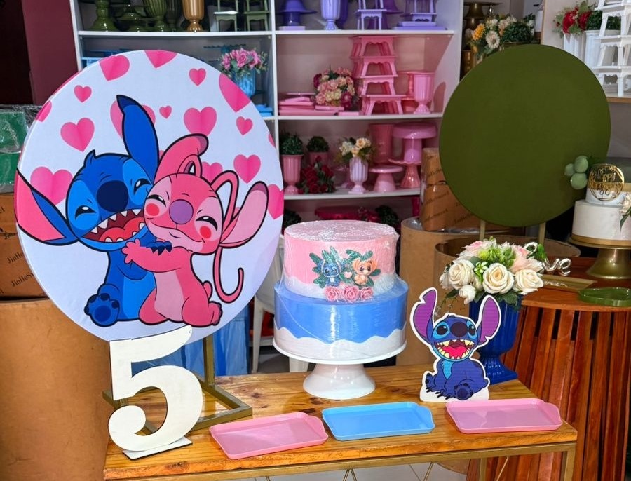 Festa Na Mesa Stitch E Angel  ( Sem Mesa)    - suh pegue monte 