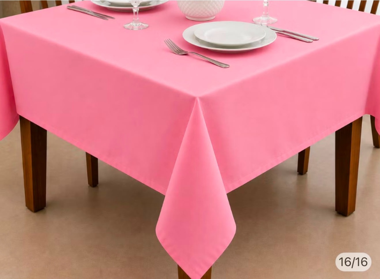 Forro de Mesa 4 Lugares Rosa Bebe (Mesa Posta) Tradicional - suh pegue monte 