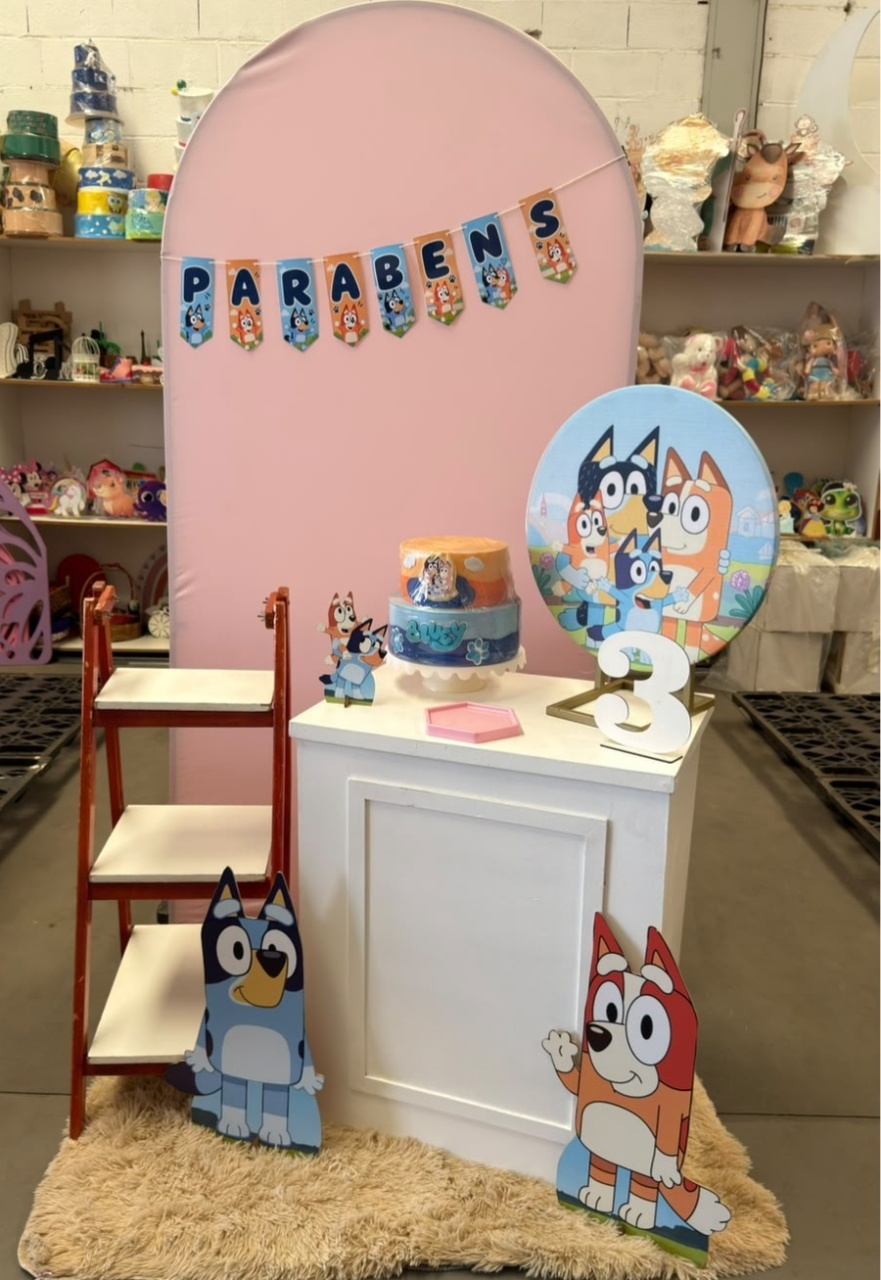 Romano Rosa Bebe + Festa Na Mesa Bluey Com Bomber + Escadinha - suh pegue monte 