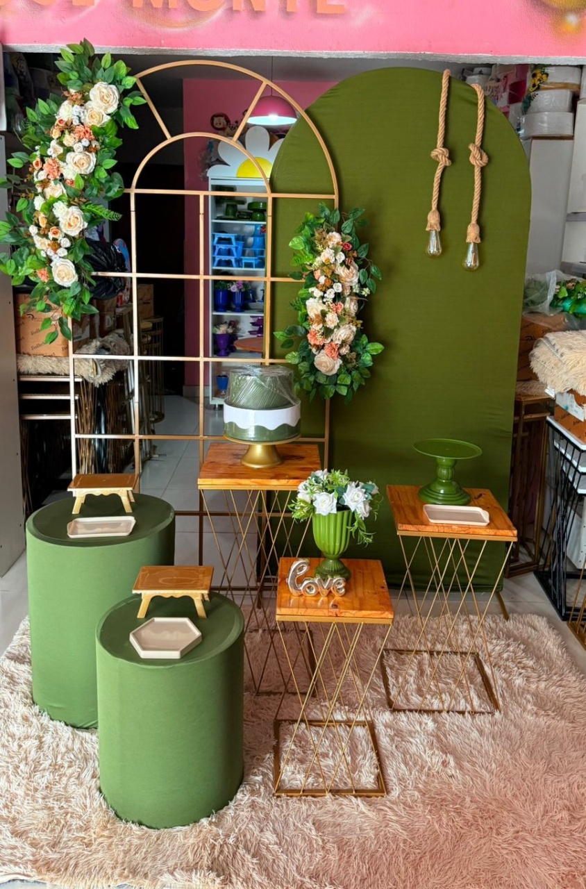 Painel Janela + Romano Verde Musgo + Trançada E Cilindros  - suh pegue monte 