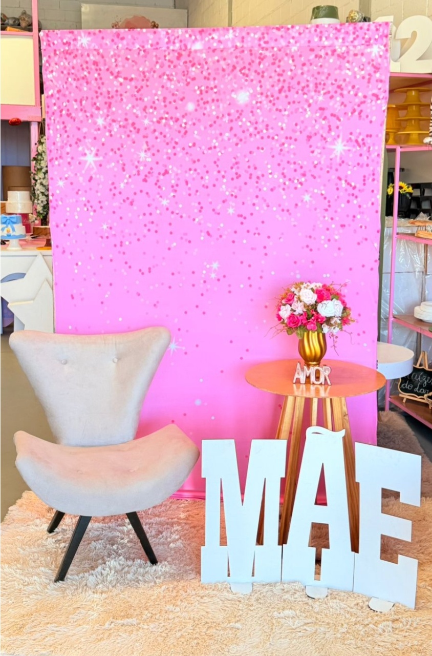 Retangular Rosa Glitter  + Poltrona  Mesa M ( Dia das Maes)  - suh pegue monte 