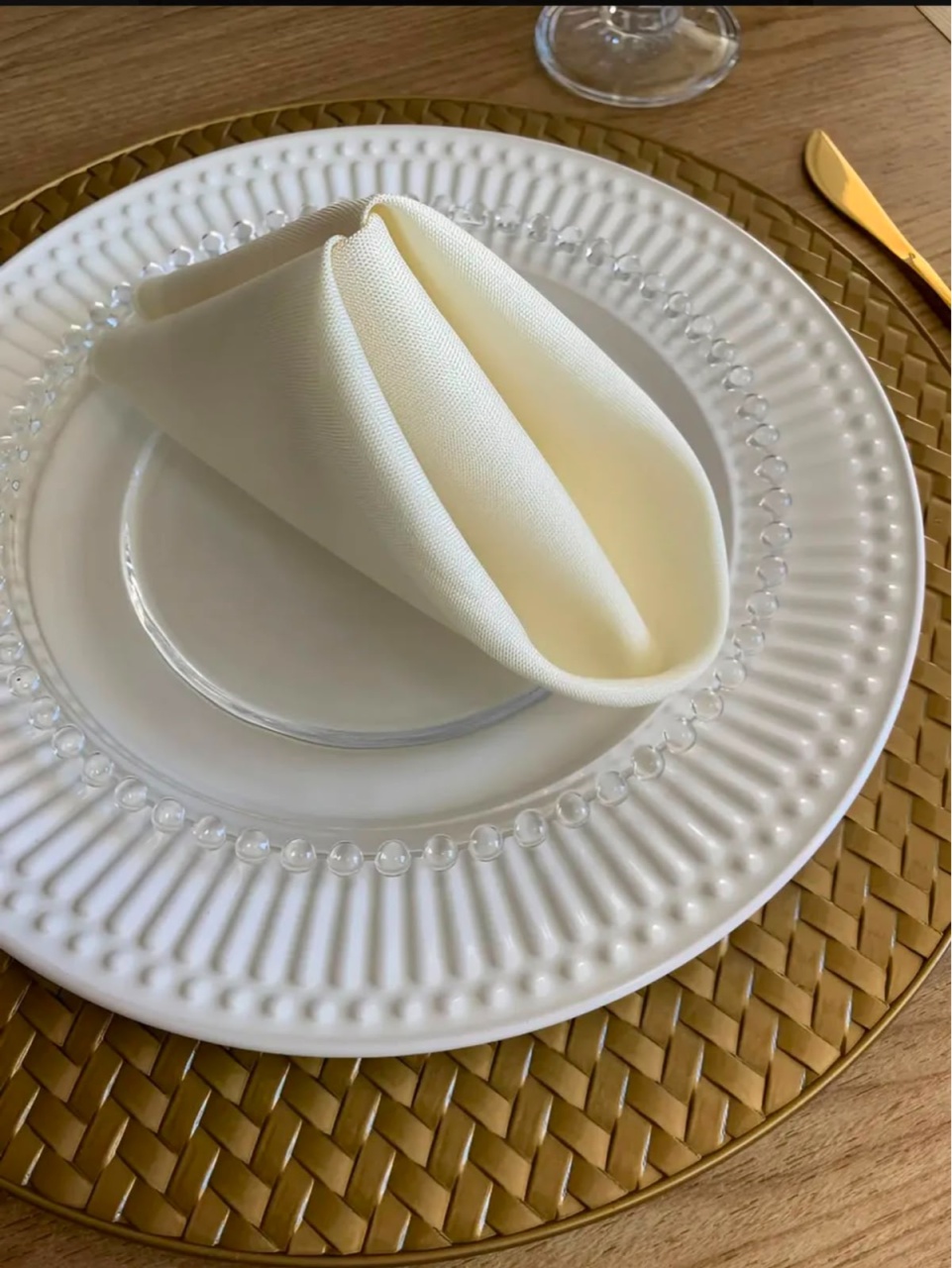 Guardanapos Creme (Mesa Posta) Tradicional - suh pegue monte 