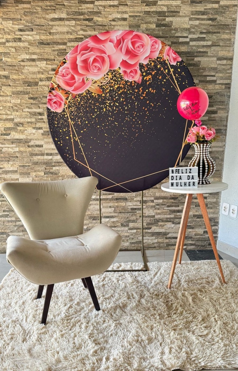 Painel Flores Painel Preto  + Poltrona   - suh pegue monte 
