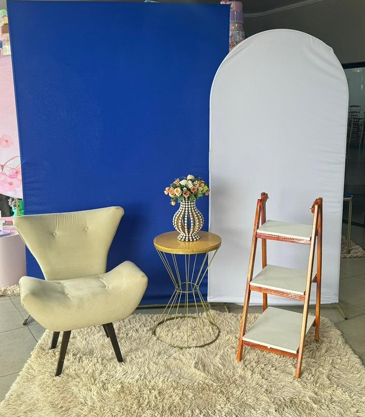 Retangular Azul Escuro E Romano Branco + Poltrona  - suh pegue monte 