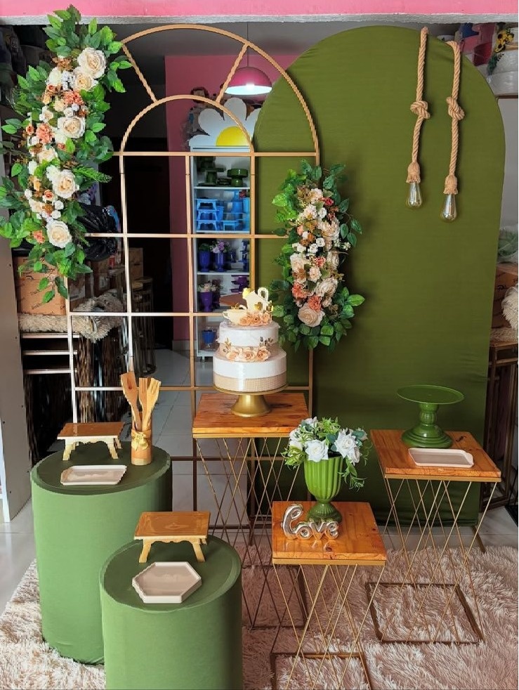 Painel Janela + Romano Verde Musgo + Trançada E Cilindros  (Cha de Panela) - suh pegue monte 