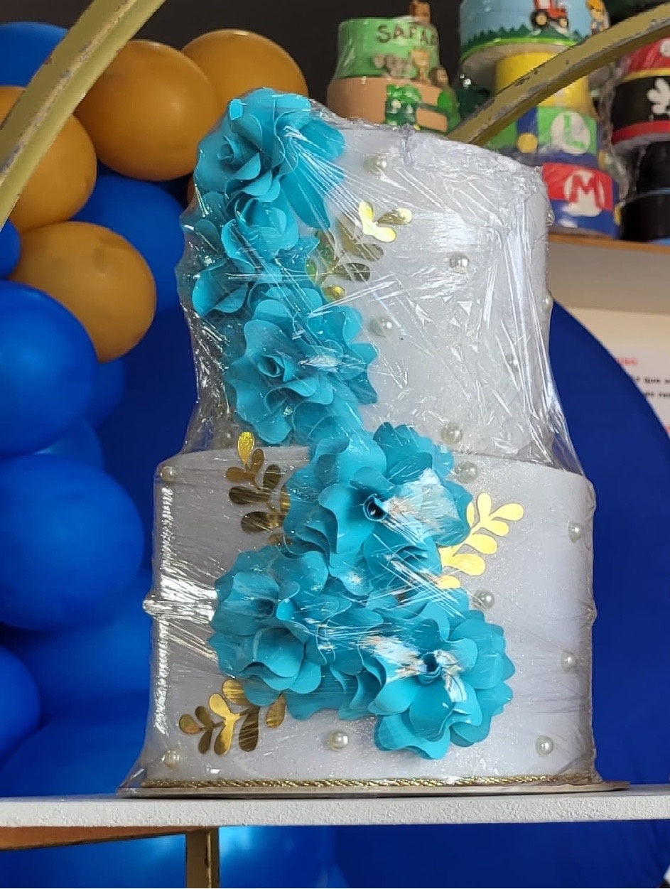 Bolo Fake Flores Azul - suh pegue monte 