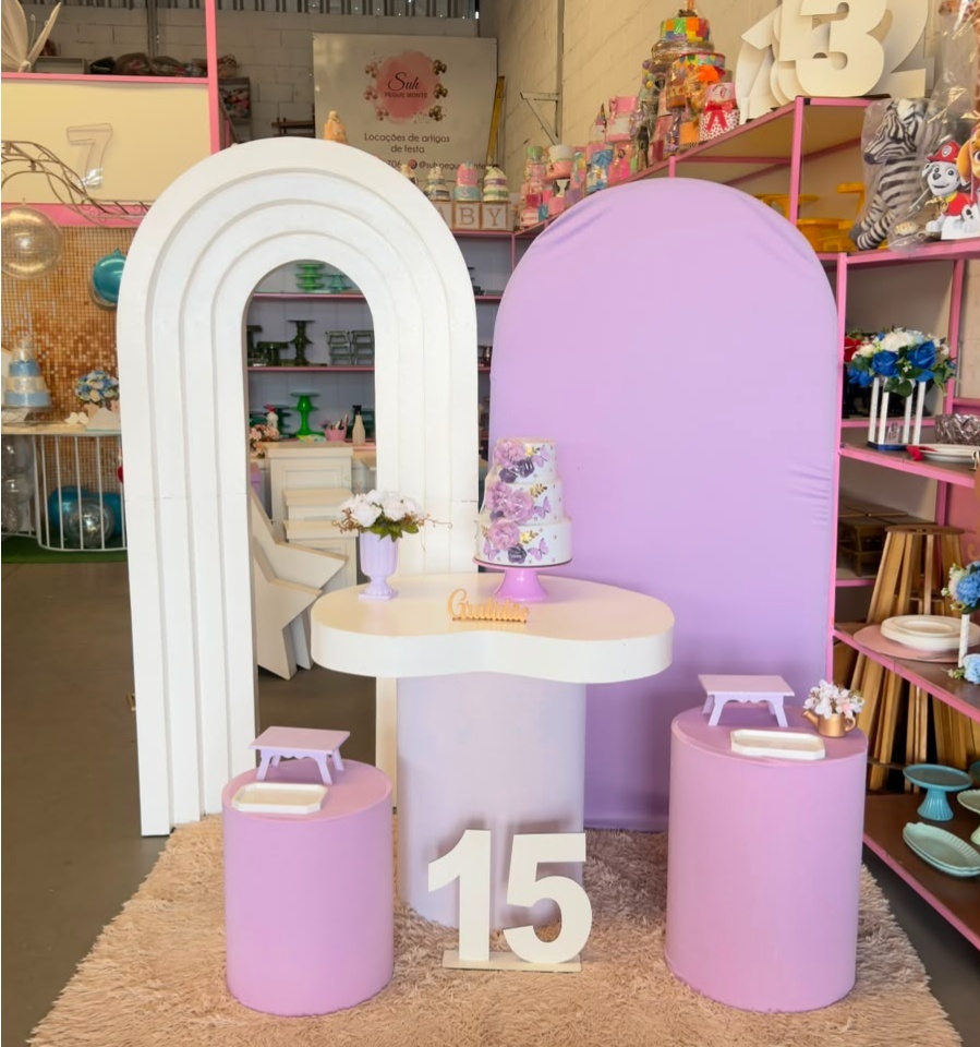 Painel Portal 3D + Romano Lilas Com Cilindros Organico Lilas - suh pegue monte 