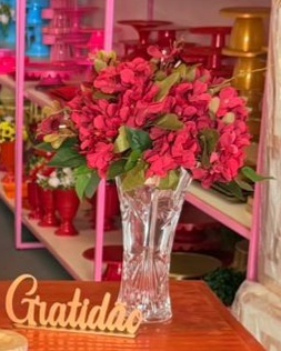 Vaso de Vidro + Flores  Marsala  ( Vaso Modelo 2)  - suh pegue monte 