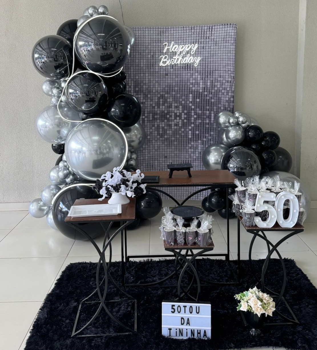 Retangular Prata + Kit Tx Com Led Happy - suh pegue monte 