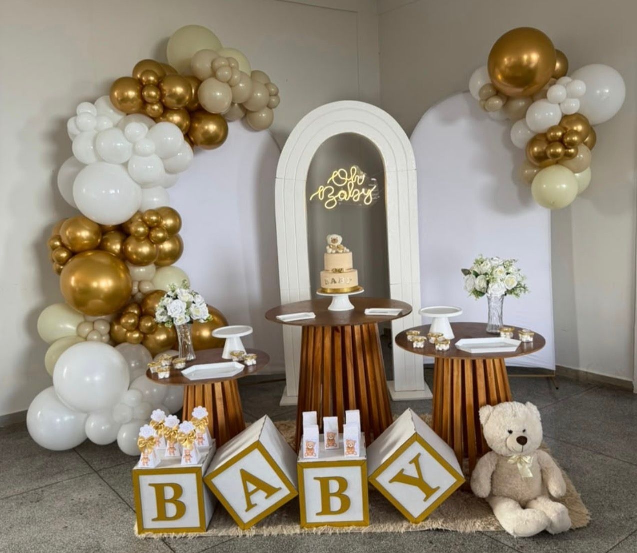 Romanos Brancos + Portal E Rustica 6 ( Cha de Bebe) Com Led Oh Baby - suh pegue monte 