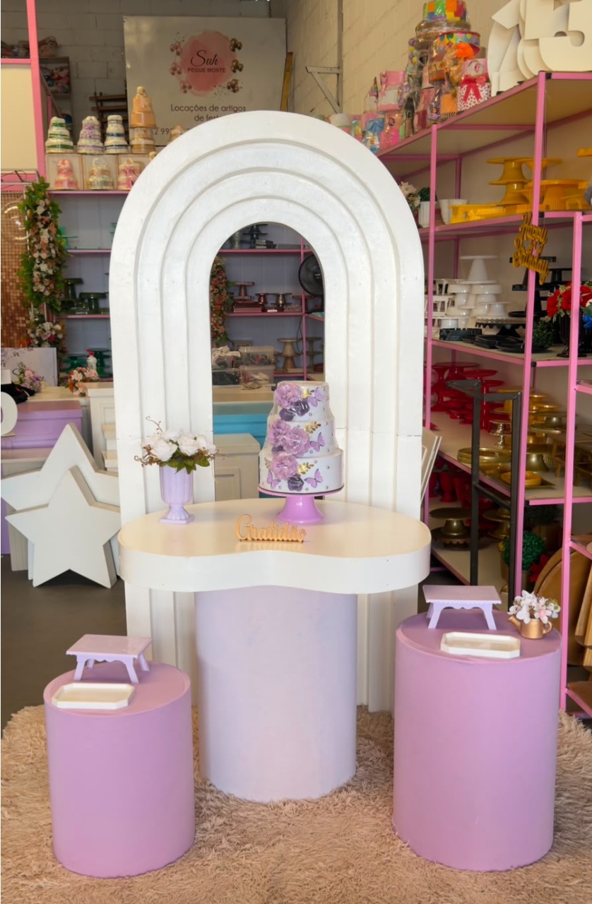 Painel Portal 3D + Trio Cilindros Lilas Organico - suh pegue monte 