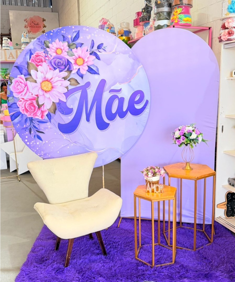Feliz Dia das Mães 4 Flores Lilas + Romano  (Sem Lampada) - suh pegue monte 