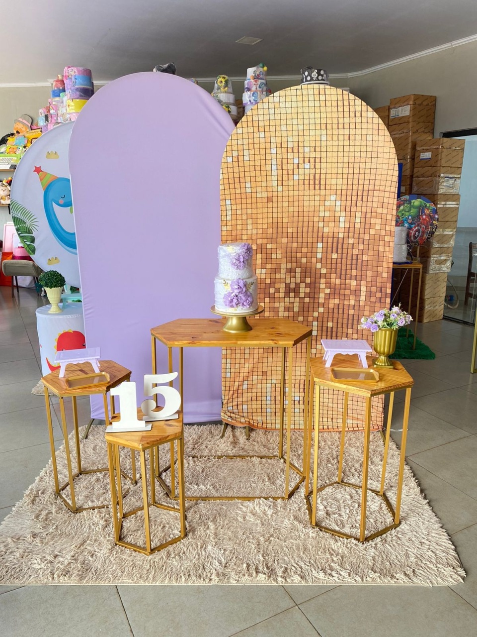 Romano Lilas E Dourado + Kit Sextavadas - suh pegue monte 