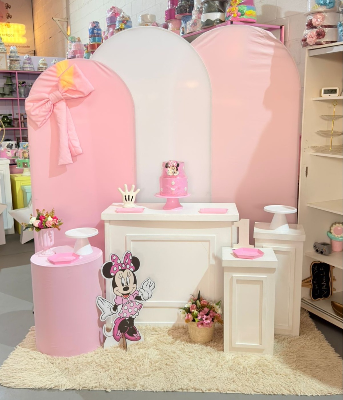 Romano Rosa+ Branco+ Laço P (Minnie Minimalista) - suh pegue monte 